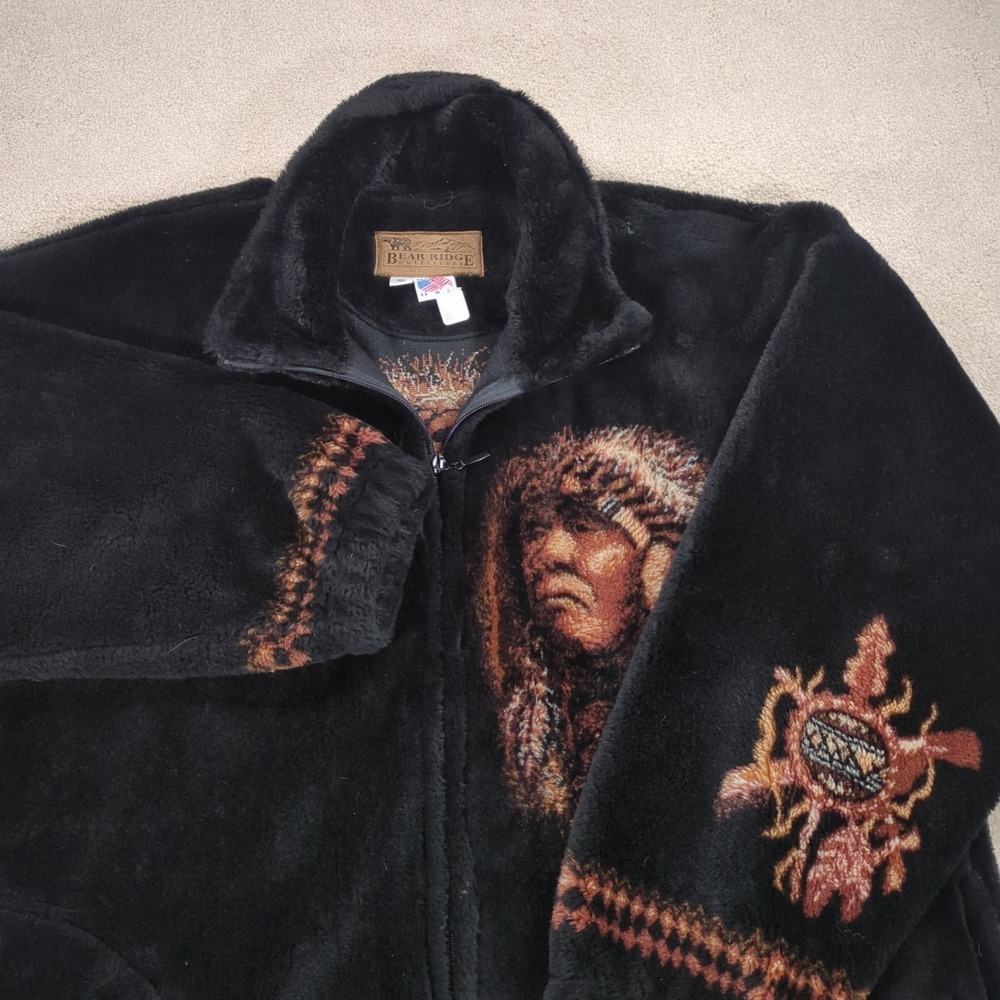 Bear Ridge Outfitters Native American Chief Plush Fleece Jacket Full Zip Parka - Picture 2 of 16